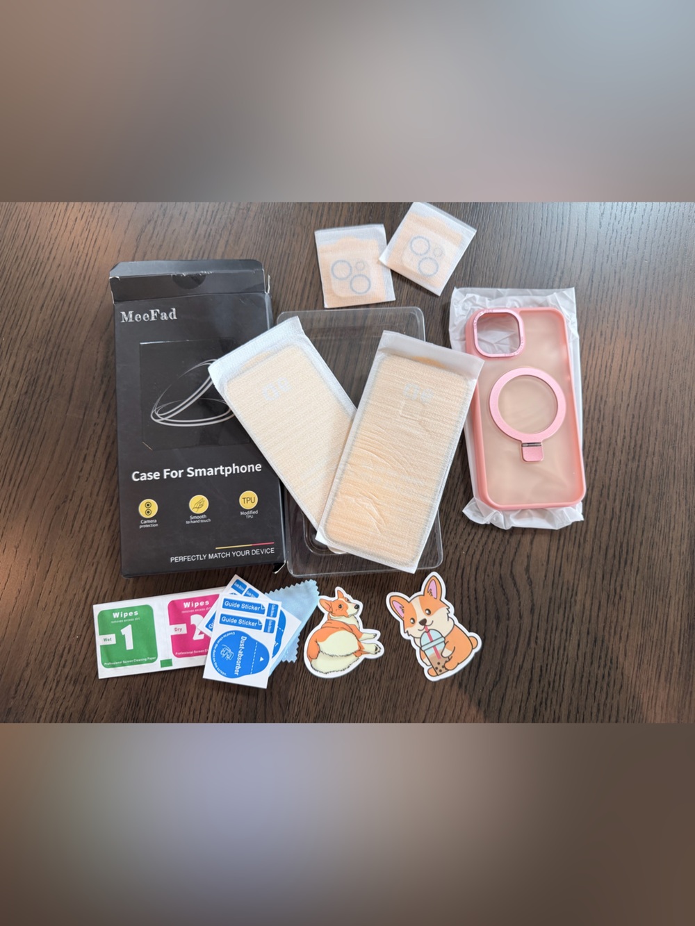NWT Pink Phone 15 Case with Ring Grip and Screen Protectors